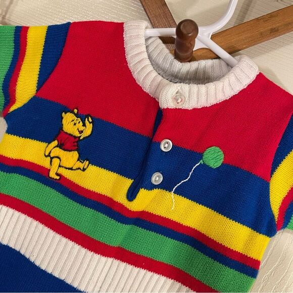 Vintage Sears Disney Pooh Red Knit Romper - Picture 4 of 5